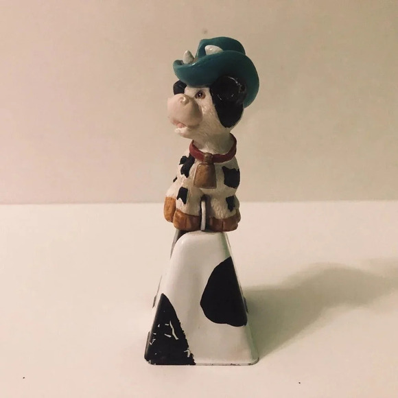 Vintage Russ Cow Figurine On A Bell 4 Inch  Tall Figure Flaw - Picture 3 of 15